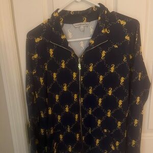 Seahorse Patterned Navy and Yellow Jacket